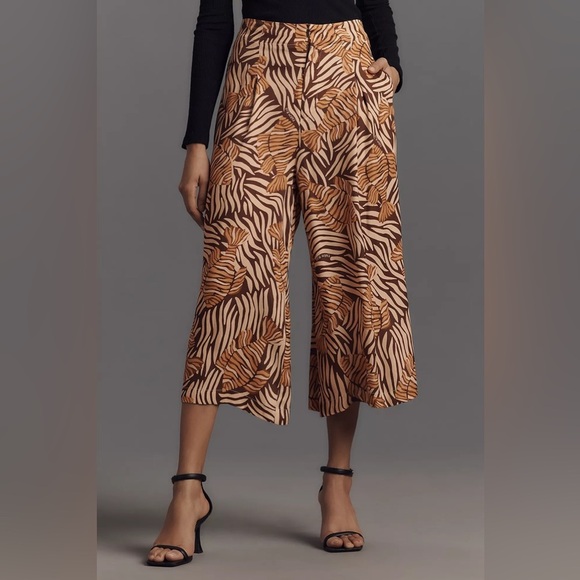 NWT Farm Rio x Anthropologie Printed Satin Culotte Pants Small🟡 - Picture 2 of 8